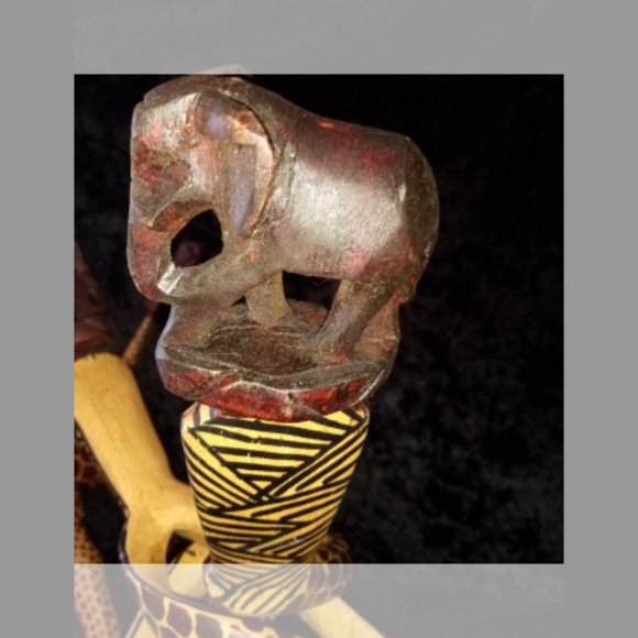 Lot 3 Vintage Carved Wood Bowl Stand Braided Intertwined African Elephant - Picture 9 of 11